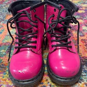 Kids Pink Lace-Up Dr. Martens Boots